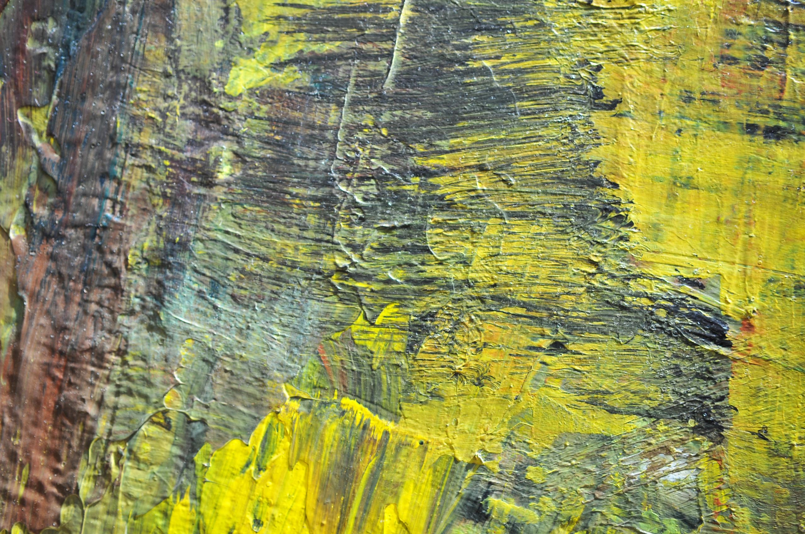 Close-up of thick impasto paint texture with visible brush strokes