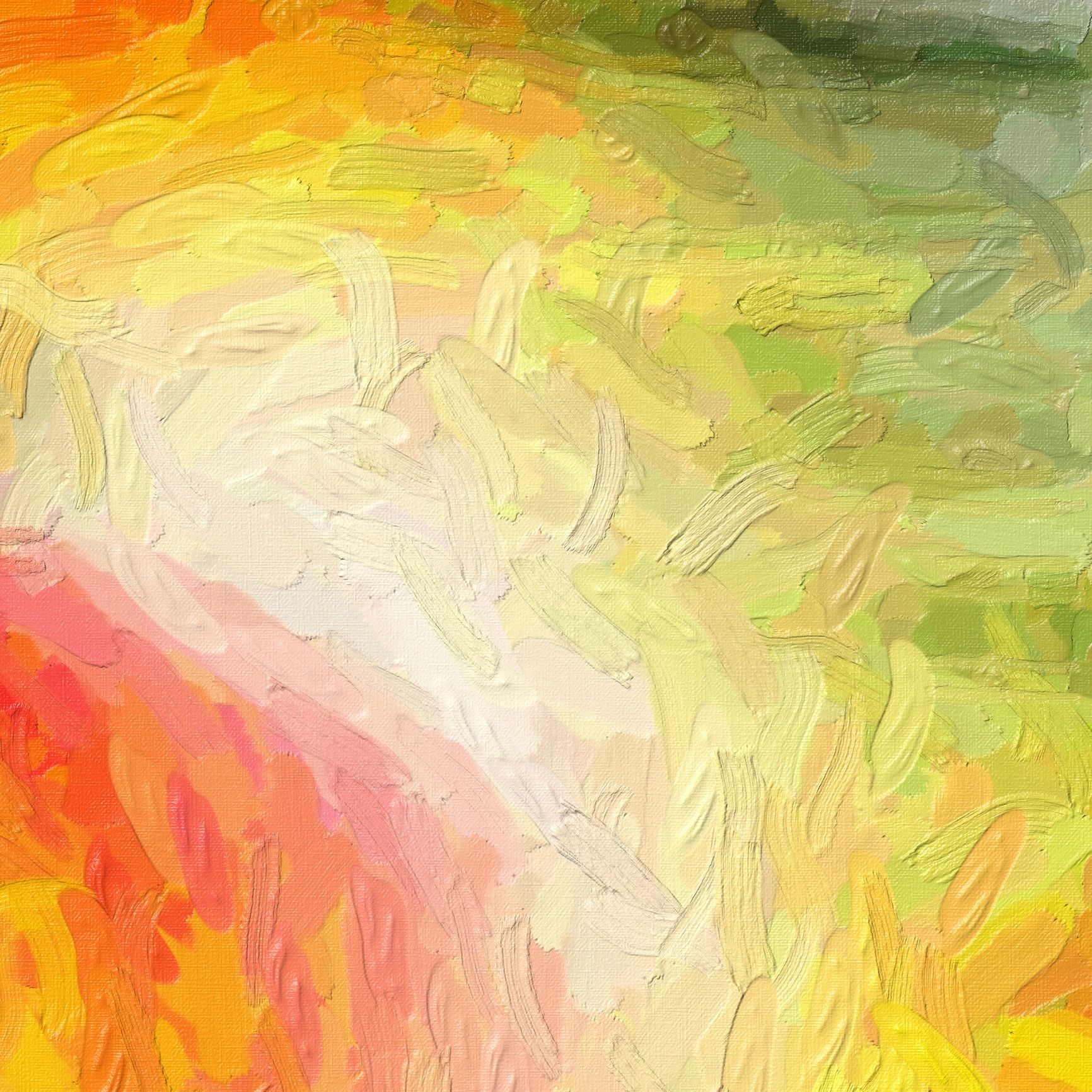 Red and yellow impasto abstract painting detail